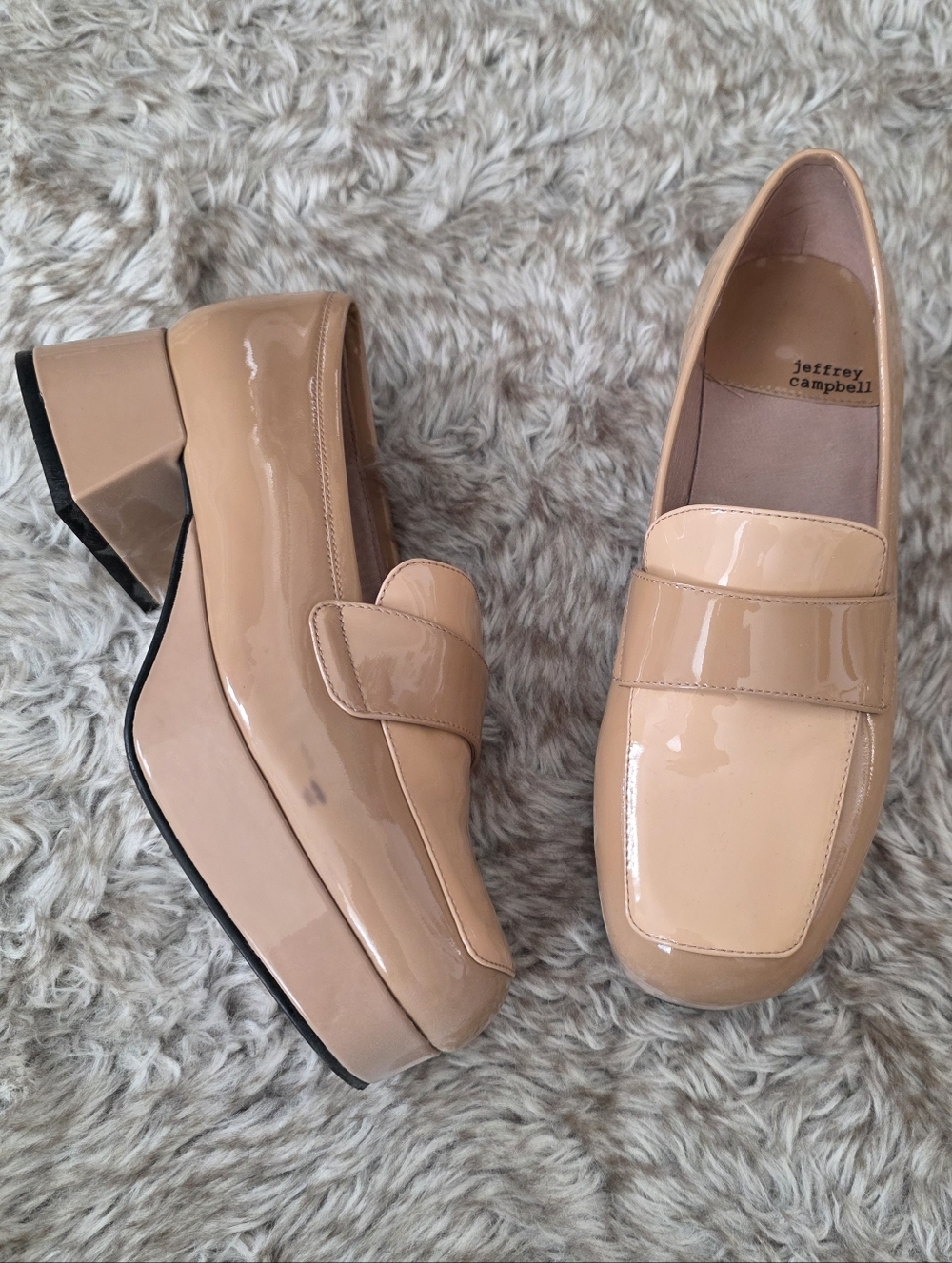 Jeffrey Campbell Patent Leather Student‎ Loafers Neutral Combo Women's Size 6.5